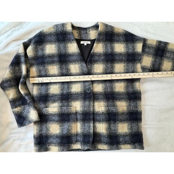 Madewell Black Gray Cream Wool Plaid Jacket Buffalo Check S Oversized - Picture 5 of 7
